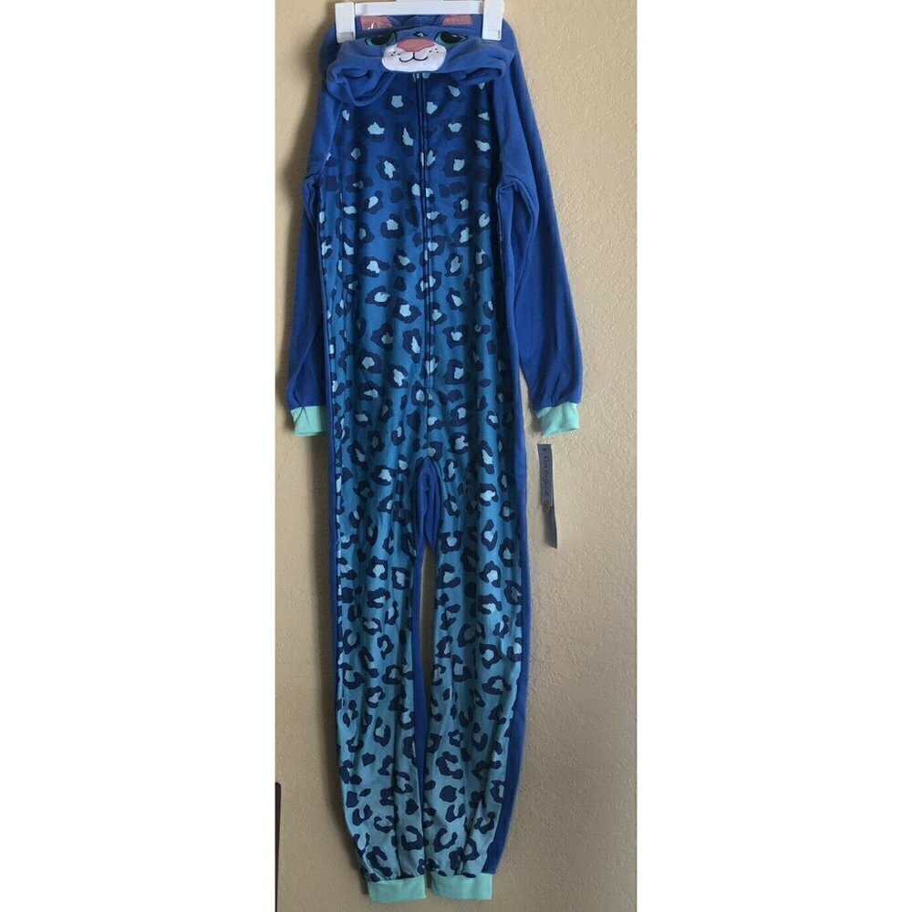 Cat And Jack Girls Spotted Dino Hooded One Pc Fleece Pajamas size L(10-12) - Picture 3 of 7